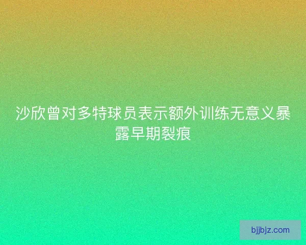 沙欣曾对多特球员表示额外训练无意义暴露早期裂痕